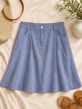 European Linen Skirt A-Line Blue Apanage | Quiet Luxury | Summer Staple